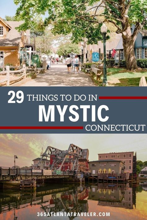 Looking for a laid back but sensational weekend getaway from New York City? Head to Mystic, Connecticut for maritime history, fresh seafood, and windswept beaches you can enjoy any time of year. Here are 29 things to do in Mystic CT that you're not going to want to miss! Connecticut Coast, Connecticut History, Mystic Connecticut, Connecticut Travel, Mystic Ct, New England Road Trip, East Coast Road Trip, New England Travel, Vacation Usa