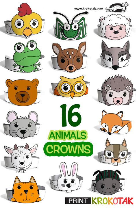 Animal Headbands Craft For Kids, Animal Face Mask Craft, Animal Crowns Printable Free, Free Printable Animal Masks, Safari Animal Masks Printable, Animal Masks Craft, Lion Masks For Kids Printsble, Animal Headbands, Printable Animal Masks