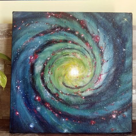 Gaxaly Painting, Spiral Galaxy Painting, Galaxy Painting Tutorial, Space Painting Ideas, Galaxy Ideas, Tutorial Acrylic Painting, Galaxy Art Painting, Painting Tutorial Acrylic, Space Paintings