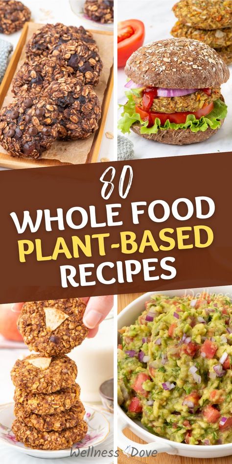 Discover 80 Delicious and nutritious whole food, plant-based recipes to help you thrive on a healthy vegan diet! From vegan breakfast to vegan dinner, you have it all, Snacks, dips, spreads, desserts included! Enjoy! Whole Plant Based Diet, Whole Foods Plant Based, Healthy Vegan Diet, Whole Foods Vegan, Wfpb Recipes, Plant Based Dinner, Plant Based Breakfast, Vegan Dinner, Whole Foods