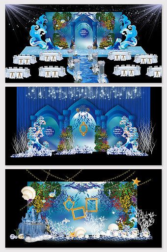 Ocean Stage Design, Wedding Stage Background, Fantasy Ocean, Starry Wedding, Aquarium Wedding, Deco Ballon, Birthday Designs, Stage Background, Wedding Stage Design