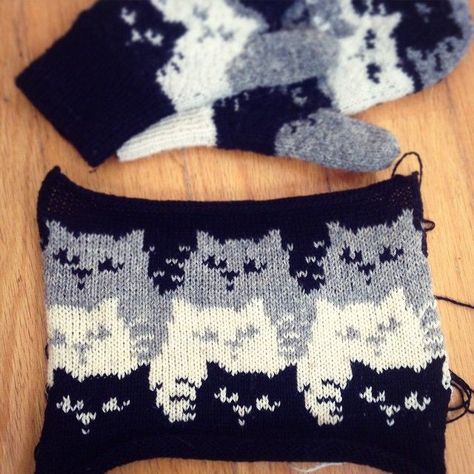 Cat Mittens, My Backpack, Knitted Mittens, Fair Isles, Knitted Cat, Mittens Pattern, Fair Isle Knitting, Knit Mittens, Knitting Charts