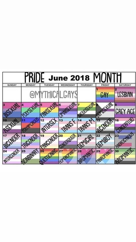 Pride Month Calendar, Birthday 21st, Month Calendar, Non Binary, The Pride, Pride Month