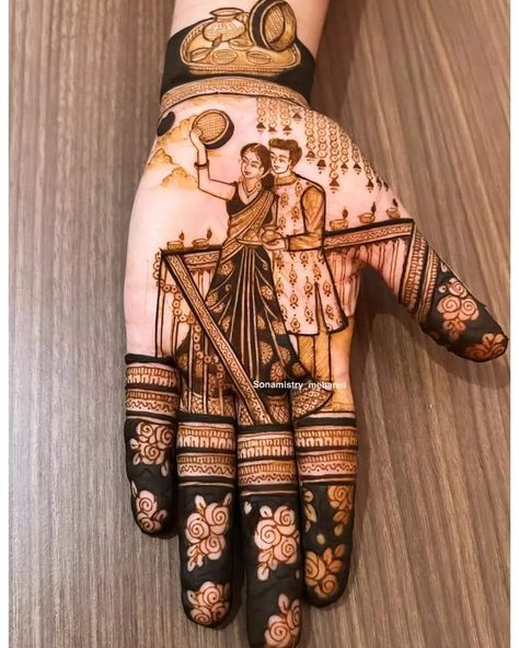 Mehendi Designs For Hands Karvachauth, Karvachoth Mehndi Designs, Karwachauth Special Mehndi Design, Karva Chauth Aesthetic, Karwachauth Mhendi Design, Mehandi For Karvachauth, Karwachauth Special Mehndi, Mehndi Designs For Karvachauth, Karwa Choth Mehndi