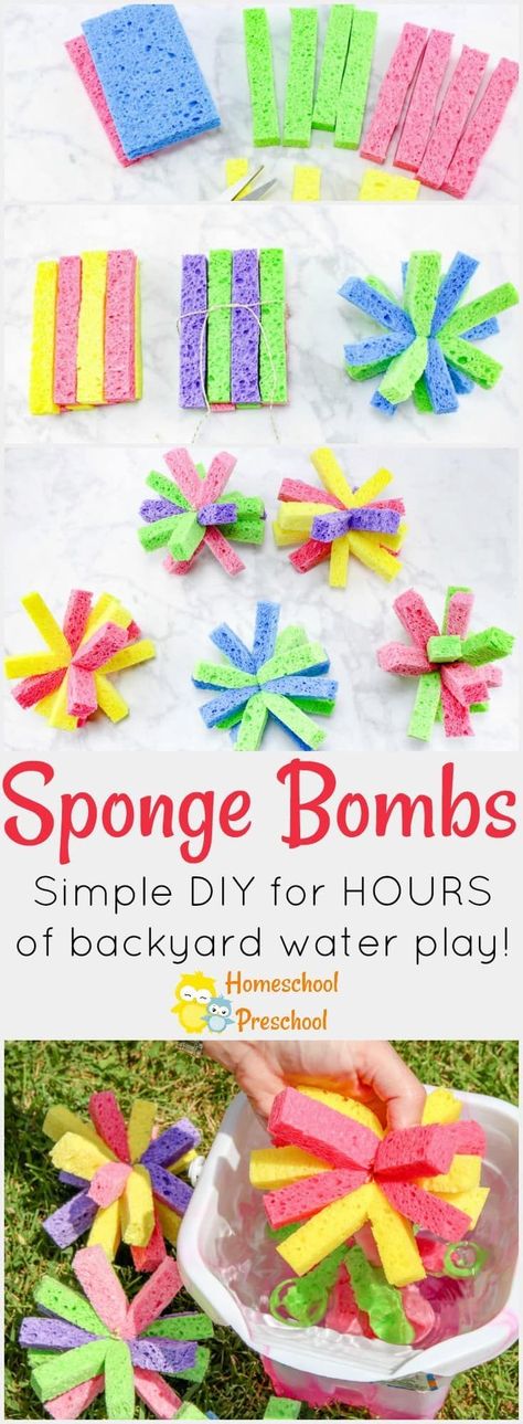 Have you ever made sponge bombs with your kids? If not, check out the super simple tutorial below and get ready for an amazing afternoon of summer fun!  via @homeschlprek Sponge Balls, Camping Clothing, Super Soaker, Activities Outdoor, Games Outdoor, Kids Backyard, Fun List, Trailer Camping, Water Tables