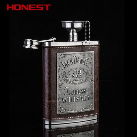 Honest hip flask stainless steel metal jug portable outdoor 8 ounce wine with Russian boutique jug stainless steel flasks Camping Wine, Pocket Flask, Whiskey Flask, Alcohol Bottles, Unique Clocks, Liquor Bottle, Hip Flask, Liquor Bottles, Jack Daniels