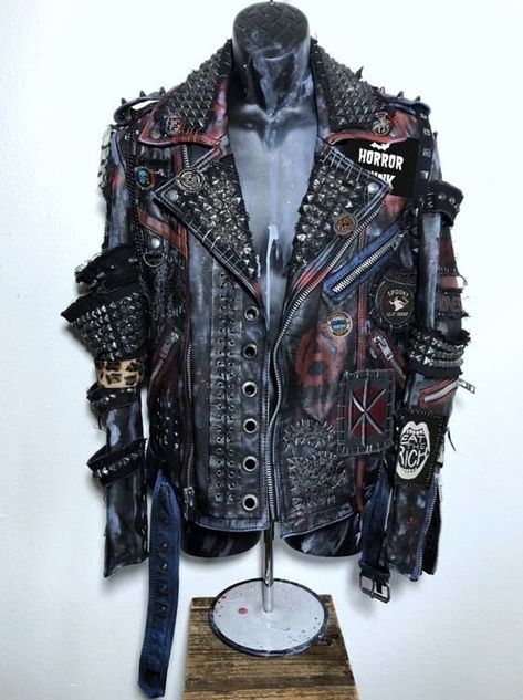 Handmade Steampunk Studs Gothic Leather Jacket Rock Jacket, Punk Jacket, Studded Leather Jacket, Battle Jacket, Studded Jacket, Punk Outfits, Alt Fashion, Edgy Outfits, Character Outfits