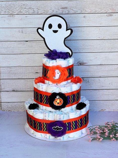 Baby Shower Gift Table, Baby Shower Halloween, Halloween Baby, Diaper Cakes, Baby Shower Centerpieces, Gift Table, Tiered Cakes, Baby Halloween, Baby Shower Favors