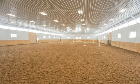 Arena Footing, Horse Riding Arena, Riding Arena, Horse Barn Ideas Stables, Horse Arena, Dream Stables, Dream Horse Barns, Indoor Arena, Cowgirl Magazine