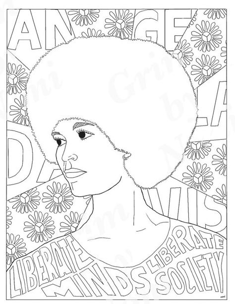 Month Coloring Pages, Angela Davis, Printable Coloring Sheets, Womens History Month, Month Colors, Famous Women, Women In History, Free Coloring Pages, Colouring Pages