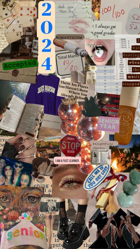 Senior year mood board I will get into college dispite my low GPA I will Senior Year Wallpaper, Year Mood Board, Year Wallpaper, Good Grades, Senior Year, Create Collage, Creative Play, Your Aesthetic, Mood Board