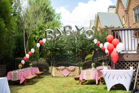 Babyque Gender Reveal Ideas, Baby Q Balloon Arch, Baby Q Baby Shower Theme, Baby Bbq Shower Ideas Backyard Parties, Baby Q Theme Baby Shower Ideas, Baby Q Decorations, Barbeque Baby Shower Ideas, Baby Q Shower Ideas Decorations, Baby B Q Shower Bbq Party