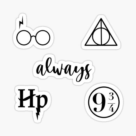 Hp Stickers | Redbubble Always Hp, Hp Stickers, Harry Potter Stickers, Flash Tattoo Designs, Minimalist Tattoos, Lettering Styles, Stickers For Sale, Journal Stickers, Minimalist Tattoo