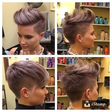 Faux Hawk Pixie, Pixie Faux Hawk, Buzz Haircut, Mohawk Haircut, Undercut Long Hair, Shaved Side Hairstyles, Shaved Hair Designs, Faux Hawk, Hair Affair