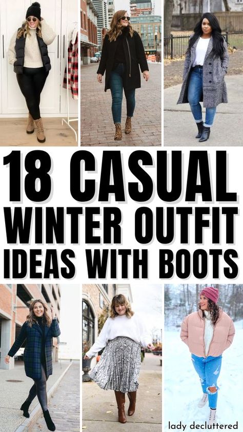 Boots Outfit For Women Winter, Jeans With Boots Outfit Winter, Casual Winter Outfits With Boots, Winter Boots With Jeans, Short Boots Outfit Winter, Winter Boots Women Outfits, Winter Outfits Boots, Work Boots Outfit, Short Boots Outfit