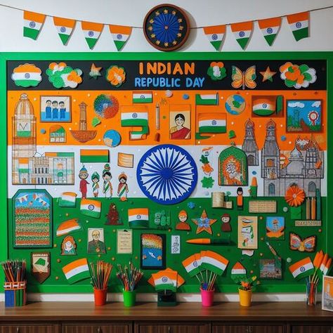 26 Jan, Independence Day Decoration, Project Work, Board Decoration, Diy Crafts Paper Flowers, Crafts Paper, Republic Day, Independence Day, Paper Flowers