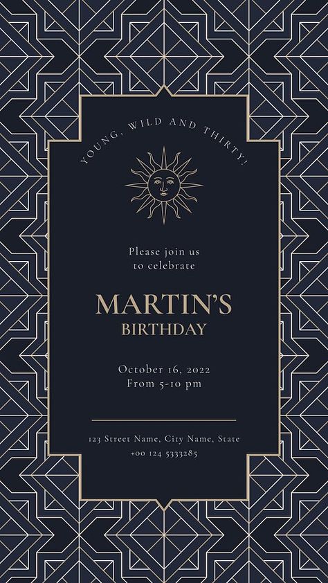 Xmas Party Invitations, Templates Birthday, Art Deco Frames, Art Deco Party, Art Deco Invitations, Art Deco Frame, Cute Birthday Ideas, Luxury Birthday, Luxury Invitation