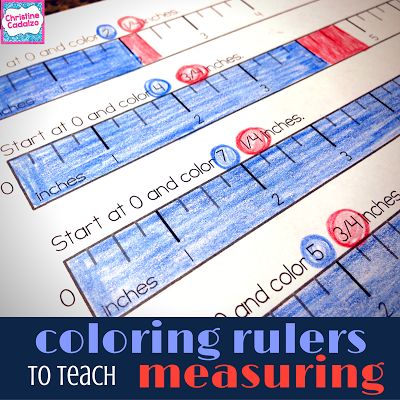 Teach Think Elementary: coloring rulers to teach measuring to the quarter inch (blog post) Reading A Ruler, Teaching Measurement, Measurement Activities, Math Riddles, Math Measurement, Fourth Grade Math, Iq Test, Math Time, Second Grade Math