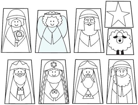 Nativity Finger Puppets and Templates Nativity Finger Puppets, Nativity Coloring Pages, Christmas Sunday School, Santa Klaus, Christmas Lesson, Christmas Nativity Set, Nativity Crafts, Christmas Coloring, Sunday School Crafts