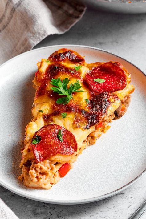 Crustless Pizza (Almost ZERO carbs!) - The Big Man's World ® Keto Pizza Sauce, Turkey Ground, Crustless Pizza, Craving Carbs, Italian Seasonings, Boiled Egg Diet Plan, Keto Pizza, Craving Pizza, Crust Pizza