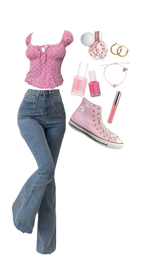 Barbie Pink Outfits Aesthetic, Early 2000s Girly Outfits, Pink Girly Outfits Y2k, Early 2000s Pink Outfit, Birthday Outfit To Wear To School, Y2k Outfits Teen Girl, 2000 Pink Outfit, Pink Outfit Ideas For School, Y2k Outfits School Friendly