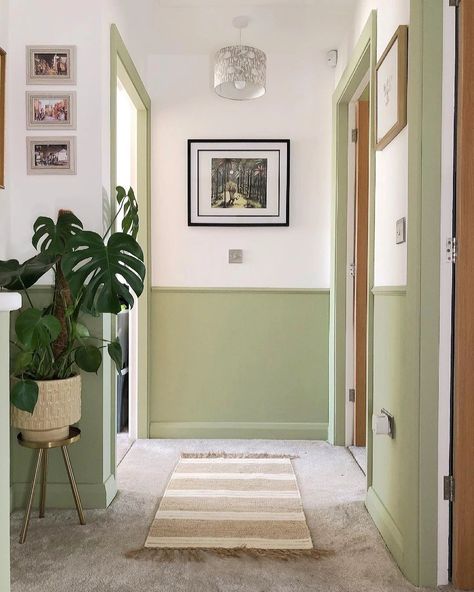 Hallway Colour Ideas, Green Wall Paint Colors, Green Bedroom Paint, Hallway Colour Schemes, Hallway Paint Colors, Hallway Paint, Green Hallway Ideas, Hallway Colours, Valspar Paint