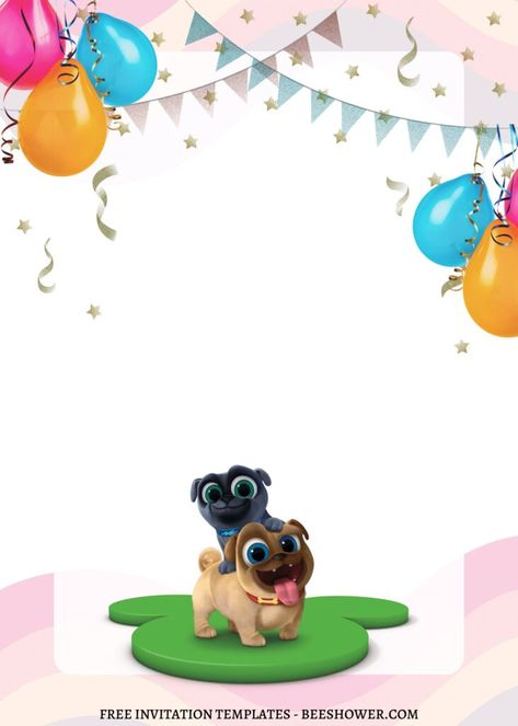 Birthday Background Wallpaper, Puppy Dog Pals, Invitation Background, Birthday Flyer, Birthday Background, Dog Birthday, Puppy Dog, Flyer Template, Bingo