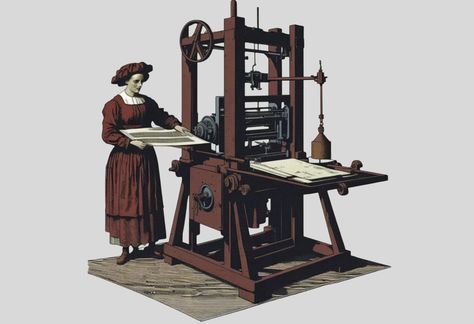 Communication Illustration, Gutenberg Bible, Johannes Gutenberg, Printing Press, 15th Century, Book Print, Blacksmithing, Bible, History