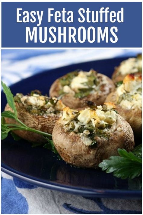 Italian Main Course, Feta Stuffed Mushrooms, Mushroom Appetizer Recipes, Weight Watchers Appetizers, Mushroom Appetizers, Impressive Appetizers, Cheese Stuffed Mushrooms, Stuffed Mushroom, Cooking Recipes Healthy