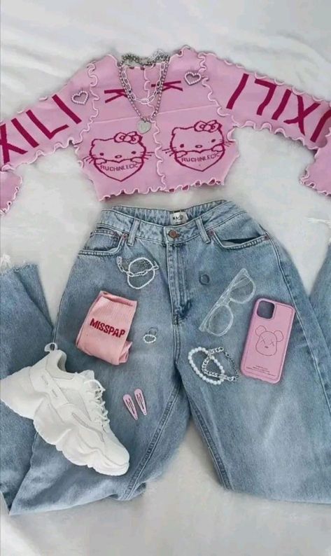 Sanrio Outfits, Sanrio Clothes, Mode Harajuku, Kitty Clothes, Hello Kitty Clothes, Swaggy Outfits, Cute Simple Outfits, Really Cute Outfits, Kawaii Clothes