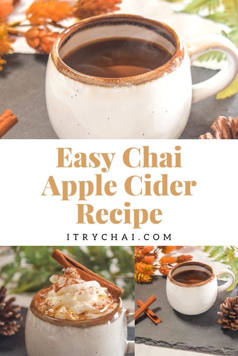 Chai Recipes Food, Apple Cider Latte, Iced Apple Cider, Apple Cider Drink Recipes, Apple Cider Chai, Barista Ideas, Apple Cider Drinks, Chai Drinks, Spiced Cider Recipe