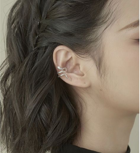 Snake Ear Cuff, Ear Cuff Silver, Snake Ears, Piercing Conch, Clean Sterling Silver, Wrap Earrings, Silver Ear Cuff, Snake Earrings, Ear Piercing