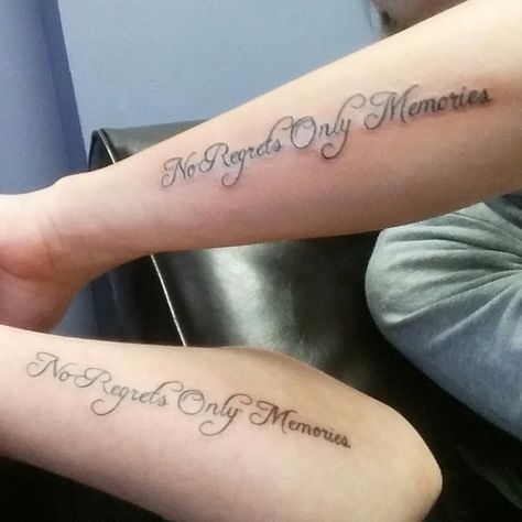 #bestfriend #tattoo  No regrets only memories No Regrets Only Memories Tattoo, No Regrets Only Memories, Regrets Tattoo, No Regrets Tattoo, Pretty Tattoo, Memorial Tattoos, No Regrets, Bad Things, Pretty Tattoos