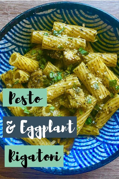 Pesto Eggplant, Eggplant Recipes Pasta, Rigatoni Pasta Recipes, Weeknight Dinner Pasta, Rigatoni Recipe, Weeknight Pasta, Eggplant Pasta, Rigatoni Recipes, Healthy Eggplant