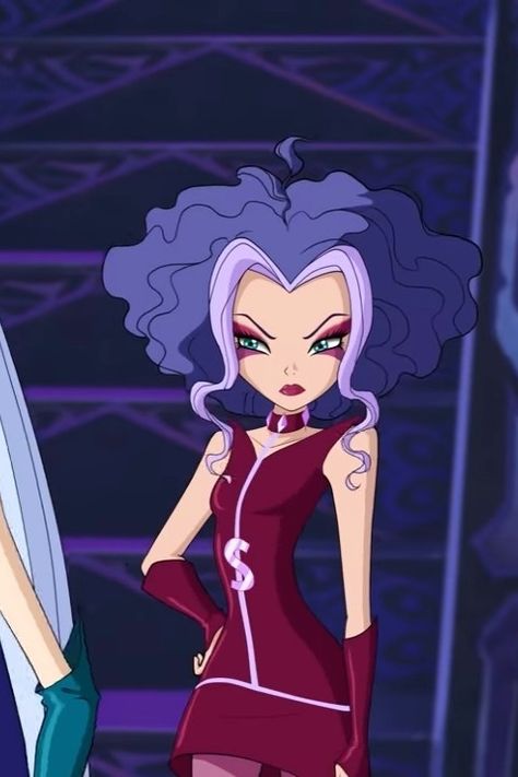 Purple Hair Characters Halloween, Winx Club Stormy, Winx Stormy, Stormy Winx Club, Winx Club Costumes, Characters With Purple Hair, Winx Pfp, Purple Characters, Trix Winx Club