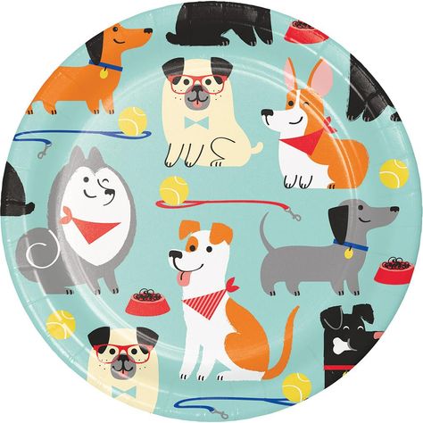 Cake Dog, Dog Themed Birthday Party, Birthday Party Plates, Dog Themed Parties, Puppy Birthday Parties, Party Fotos, Party Girlande, Dessert Party, Puppy Birthday