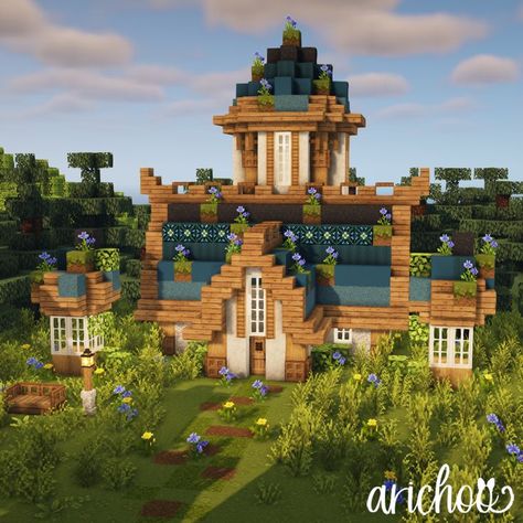 Cottacore Minecraft House, Minecraft Houses Goblincore, Cute Minecraft Houses Cottage Core, Cottagecore Minecraft Build Ideas, Minecraft Cottage Core Village Ideas, Cottegcore Minecraft House, Cute Minecraft Mansions, Fairy Cottage Minecraft House, Minecraft Cottage Village