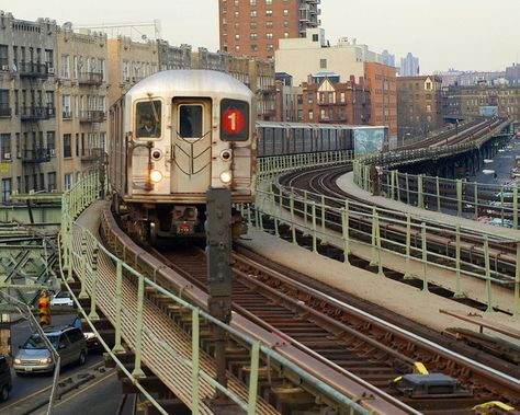 No 1 Train on Elevated Subway Tracks, Inwood, New York City | Flickr - Photo Sharing! The Get Down, Washington Heights, New York Subway, Subway Train, Manhattan Nyc, U Bahn, Nyc Subway, New Yorker, Bronx