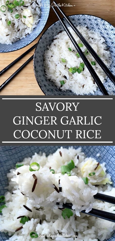 Ginger Rice Recipe, Thai Coconut Rice, Garlic Rice Recipes, Coconut Rice Recipe, Plain Rice, Coconut Ginger, Fluffy Rice, Rice Side Dishes, Delicious Gluten Free Recipes