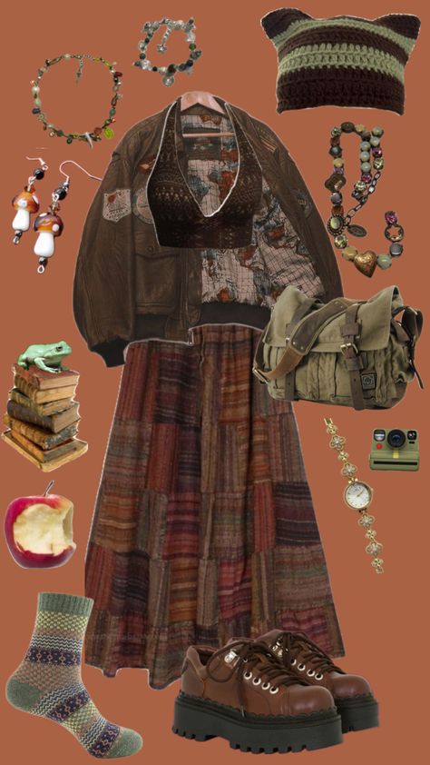 #goblincore #gremlincore #forestcore #gorgeous😍 I love this smmmm Goblincore Outfits, Hippie Fits, Witchy Outfits, Cottagecore Outfits, Earthy Outfits, Swaggy Outfits, Fairy Grunge, Hippie Outfits, Dream Clothes