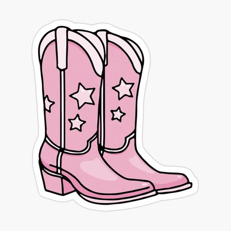 Get my art printed on awesome products. Support me at Redbubble #RBandME: https://www.redbubble.com/i/sticker/Pink-Cowboy-Boots-by-maura41/156747512.EJUG5?asc=u Cartoon Cowboy Boots, Cow Boy Boots, Pink Cowboy Boots Wallpaper, Girly Stickers, Cowgirl Boot Clipart, Cowboy Stickers, Cowboy Stickers Aesthetic, Cowboy Boots Sticker, Cowboy Boot Sticker