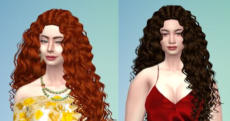 Sims 4 Big Curly Hair, Sims 4 Long Curly Hair, Sims 4 Curly Hair Cc Alpha, Sims 4 Curly Hair, Red Curly Hair, Big Curly Hair, Cool Piercings, Colored Curly Hair, Female Hair