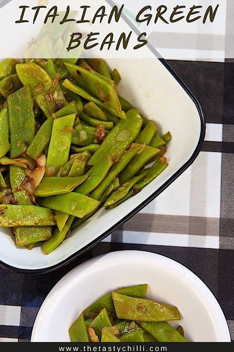 Italian Cut Green Beans Recipe, Flat Green Bean Recipes, Garden Green Bean Recipes, Green Bean Recipes Vegetarian, Green Beans Pressure Cooker, Romano Beans, Flat Beans, Green Beans With Garlic, Green Beans Side