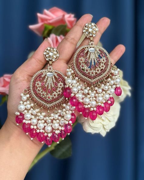 Rhea Premium Earrings ❤️ Now Available In 12 Amazing Colours ✨ ₹599/- Free Shipping In India Wedding Jewellery Designs, Fancy Jewelry Necklace, Pretty Jewelry Necklaces, Fancy Jewellery Designs, Indian Jewellery Design Earrings, Bridal Jewelry Collection, Indian Jewelry Sets, Jewelry Accessories Ideas, Jewelry Design Earrings