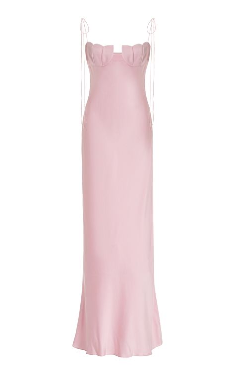 Exclusive Tulip Satin Maxi Dress By Anna October | Moda Operandi Anna October Dress, Tulips Outfit, Feminine Style Outfits, Pink Designer Dress, Tulip Cup, Moda Operandi Dress, Fancy Maxi, Pink Formal Dress, Romantic Dresses