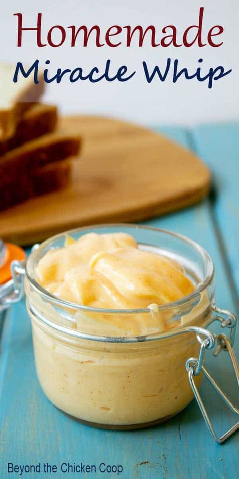 Homemade Miracle Whip, Miracle Whip Recipes, Homemade Mayonnaise Recipe, Homemade Pantry, Salad Dressing Recipe, Mayonnaise Recipe, Salad Dressing Recipes Homemade, Homemade Condiments, Condiment Recipes