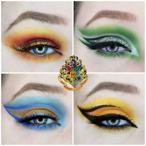 Hogwarts Makeup, Harry Potter Halloween Makeup, Griffendor Makeup, Hufflepuff Makeup Looks, Hufflepuff Makeup, Harry Potter Makeup Looks, Harry Potter Makeup Hufflepuff, Ravenclaw Makeup, Harry Potter Face Paint