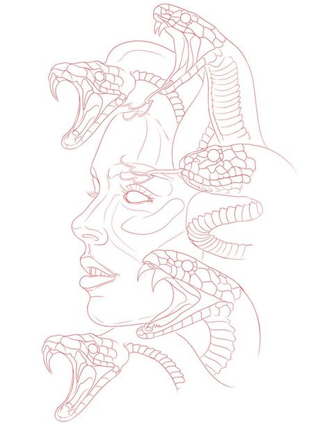 Medusa Tattoo Stencil Outline, Cool Tattoo Outlines, Large Tattoo Stencil, Mythology Tattoo Stencil, Big Tattoo Stencil, Dessin Medusa Tattoo, Thigh Tattoo Stencil, Medusa Tattoo Outline, Medusa Stencil