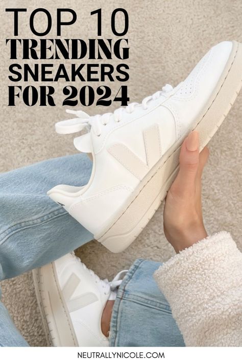 Rock the latest sneaker trends with confidence! Explore our curated collection of trendy summer sneakers for women and elevate your footwear game. Casual Sneakers Women Nike, European Tennis Shoes, Fashion Sneaker Outfits, Trendy White Shoes For Women, Trendy Casual Shoes Women, Womens Veja Sneakers Outfit, Womens Casual Sneakers Outfit, Versatile Sneakers Women, Sneakers For Winter Women