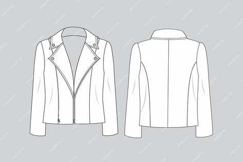 Premium Vector | Leather jacket biker jacket jacket technical drawing jacket fashion drawing biker jacket drawing Leather Jacket Sketch Drawing, Jacket Technical Drawing, Leather Jacket Drawing, Jacket Drawing, Leather Jacket Biker, Flat Drawings, Fashion Edgy, Flat Sketches, Sewing Diy